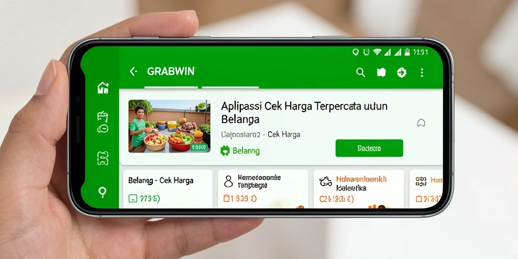 Tampilan antarmuka utama GRABWIN untuk Cek Harga produk.