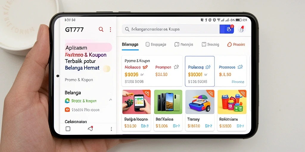Antarmuka aplikasi GT777 yang ramah pengguna dengan berbagai penawaran menarik.
