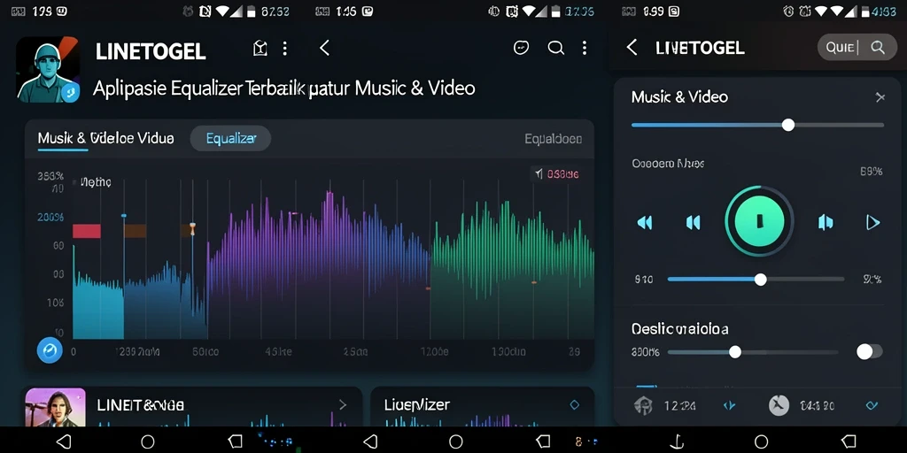 Antarmuka aplikasi LINETOGEL dengan fitur Equalizer yang canggih.