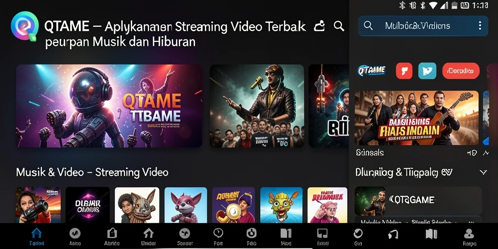 Tampilan antarmuka QTGAME dengan fitur streaming video.