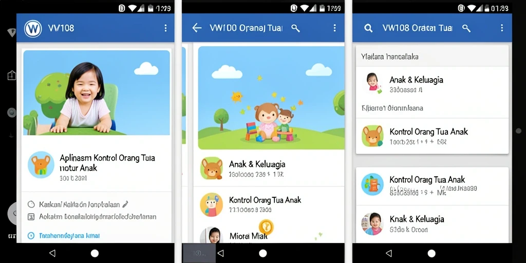 Antarmuka pengguna aplikasi VW108 yang ramah keluarga.