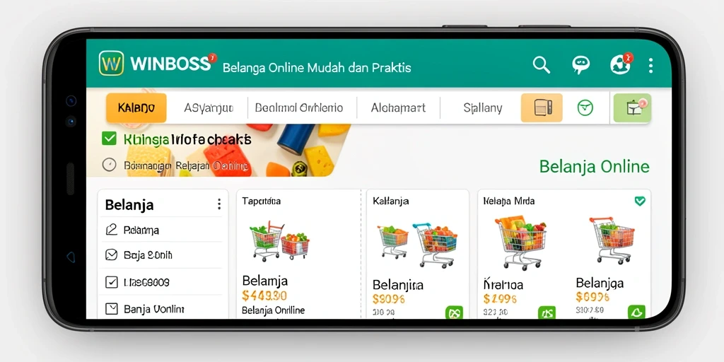Tampilan antarmuka aplikasi WINBOSS untuk belanja online.